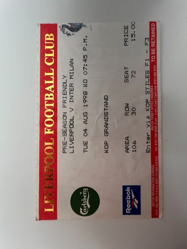 Biglietto amichevole liverpool - biglietto,
