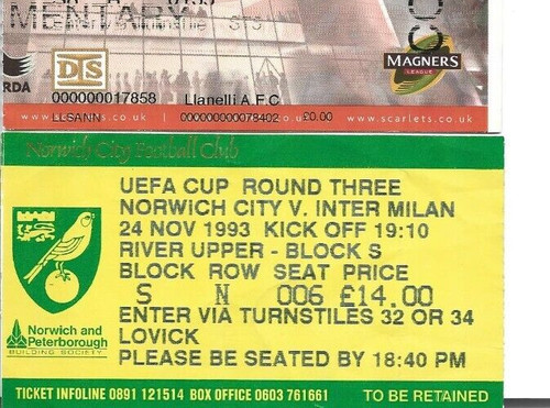 Biglietto partita norwich - norwich, city