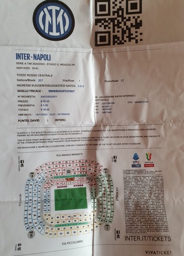 Biglietto collezione inter - da,